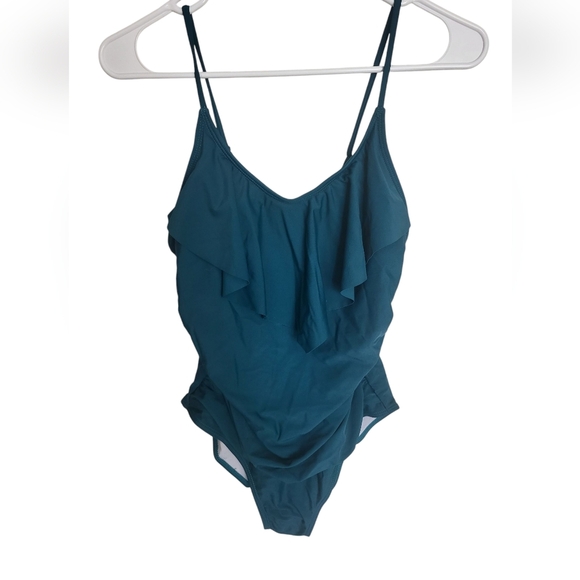 Teal Ruffle One-Piece Swimsuit By Shein Sz Med - Picture 1 of 5
